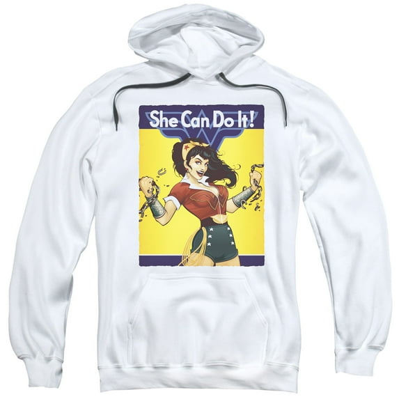 JLA Justice League Wonder Bombshell Adult Pullover Hoodie Sweatshirt White