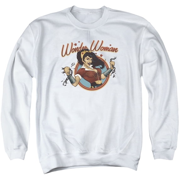 JLA Justice League Wonder Break Adult Crewneck Sweatshirt White