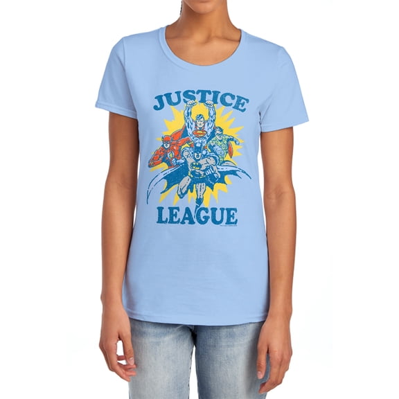JLA Lets Do This Women's T Shirt, Light Blue, Medium