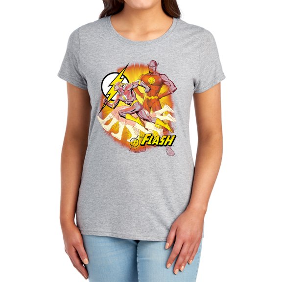 JLA Lightning Fast Women's T Shirt, Athletic Heather, Large