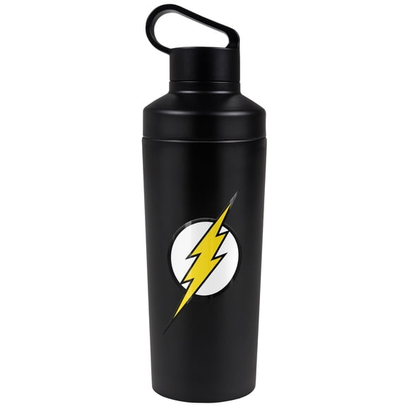 JLA - Logo Official Flash Logo 18 oz Insulated Water Bottle, Leak Resistant, Vacuum Insulated Stainless Steel with 2-in-1 Loop Cap