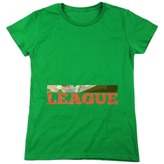 JLA New Dawn Group Women's T Shirt, Kelly Green, 2X-Large