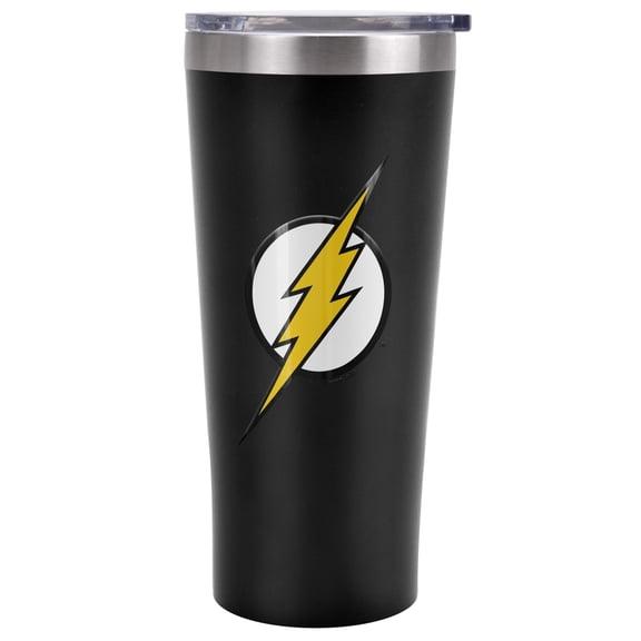 JLA Official Flash Logo 20 oz Travel Tumbler, Stainless Steel, Vacuum Insulated with Leak Resistant Slide-Lock Lid