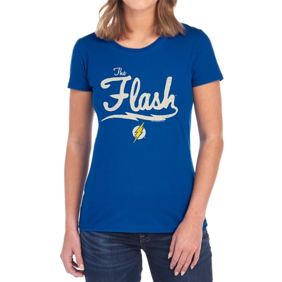 JLA Old School Flash Women's T Shirt, Royal, 2X-Large