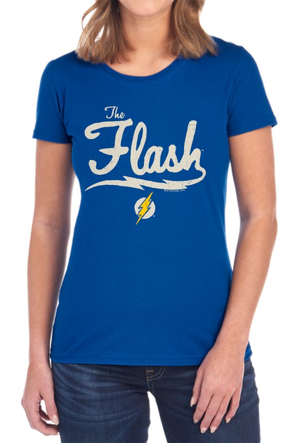 JLA Old School Flash Women's T Shirt, Royal, Medium
