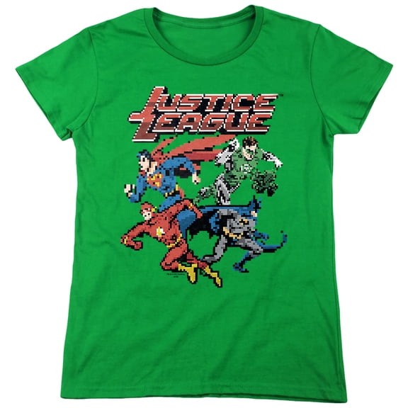 JLA Pixel League Women's T Shirt, Kelly Green, Medium