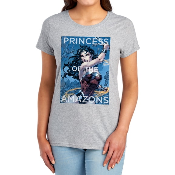 JLA Princess of The Amazons Women's T Shirt, Athletic Heather, 2X-Large