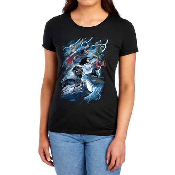 JLA Ride The Lightening Women's T Shirt, Black, Large