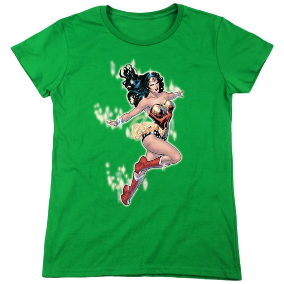 JLA Simple Wonder Women's T Shirt, Kelly Green, 2X-Large