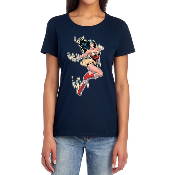 JLA Simple Wonder Women's T Shirt, Navy, 2X-Large