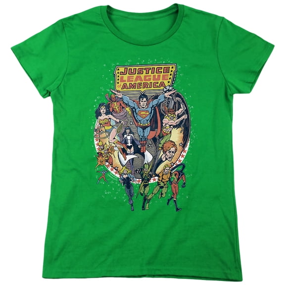 JLA Star Group Women's T Shirt, Kelly Green, Large