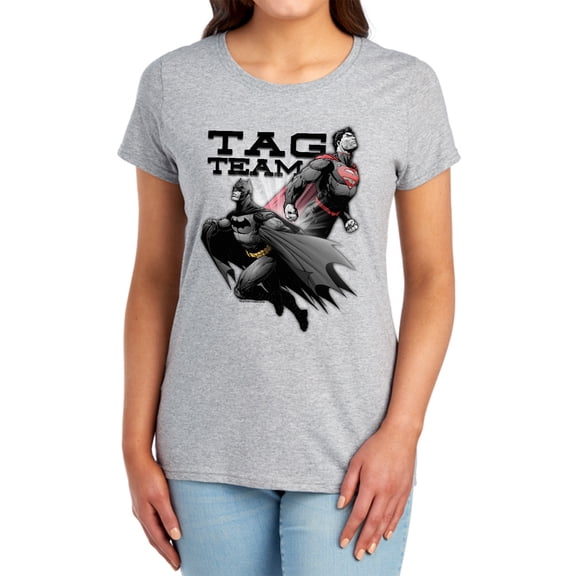 JLA Tag Team Women's T Shirt, Athletic Heather, Small