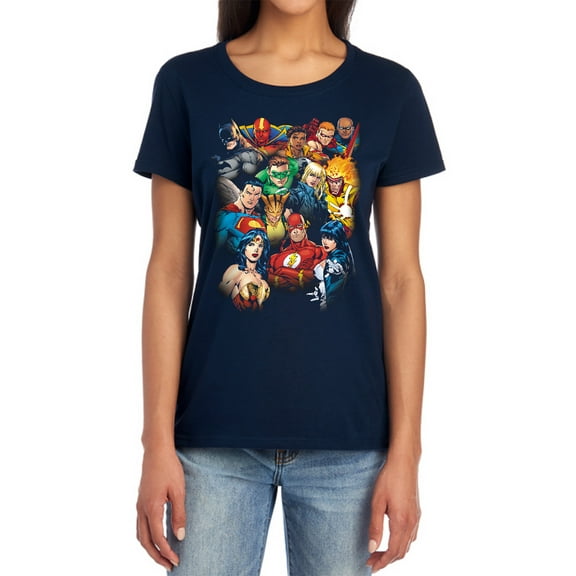 JLA The Leagues All Here Women's T Shirt, Navy, Small
