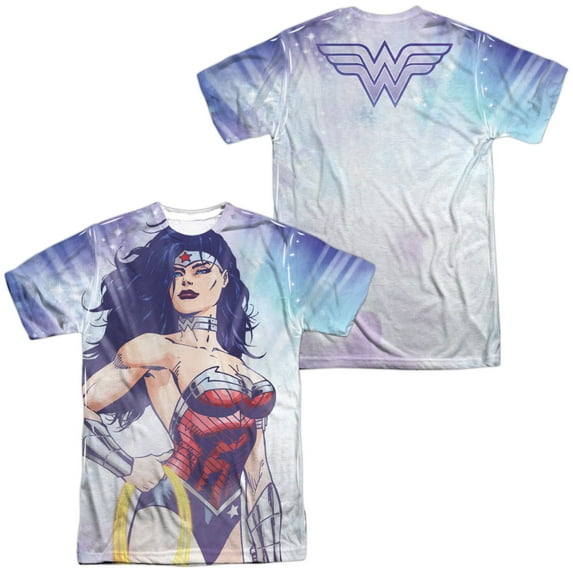 JLA Warrior Goddess Unisex Adult Sublimated Costume T Shirt (Front/Back), Medium Multicolor