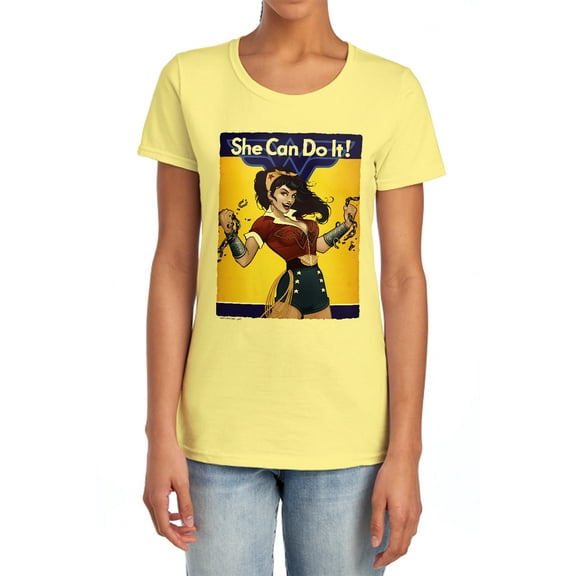 JLA Wonder Bombshell Women's T Shirt, Banana, Large
