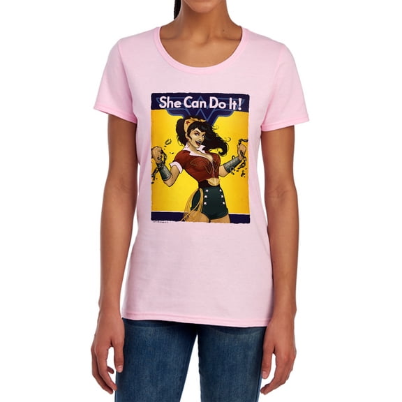 JLA Wonder Bombshell Women's T Shirt, Pink, Small
