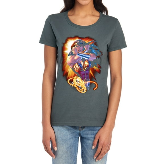 JLA Wonder Rays Women's T Shirt, Charcoal, 2X-Large