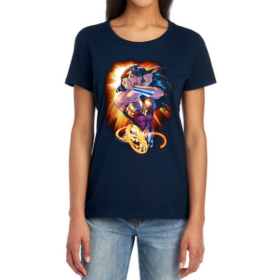 JLA Wonder Rays Women's T Shirt, Navy, Large