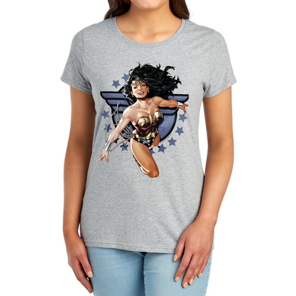 JLA Ww All Star Women's T Shirt, Athletic Heather, Large