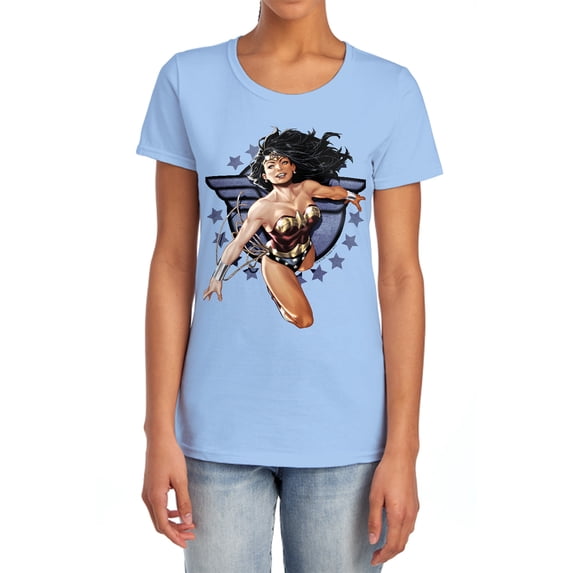 JLA Ww All Star Women's T Shirt, Light Blue, Large