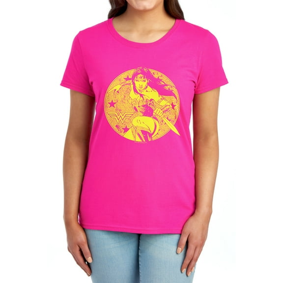JLA Young Wonder Women's T Shirt, Hot Pink, Small