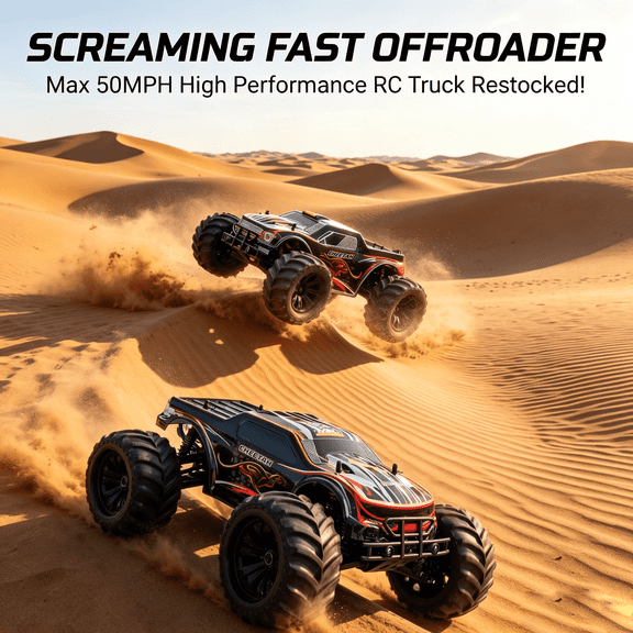 JLBRACIGRC 1/10 RTR Brushless Fast RC Cars for Adults Set of 2, Max 80+KM/H Hobby Electric Off-Road RC Truck with 3S Lipo Battery, Waterproof  Remote Control Car, 4WD RC Car All Terrain Off Road Gift