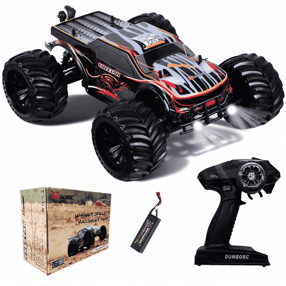 JLBRACINGRC Super Fast 1/10 Scale Cheetah RC Car, 80 KM/H 4WD 2.4GHZ RC Truck 4x4 Off Road RTR Monster Truck IPX7 Waterproof RTR Brushless Electric Remote Control Truck for Adults