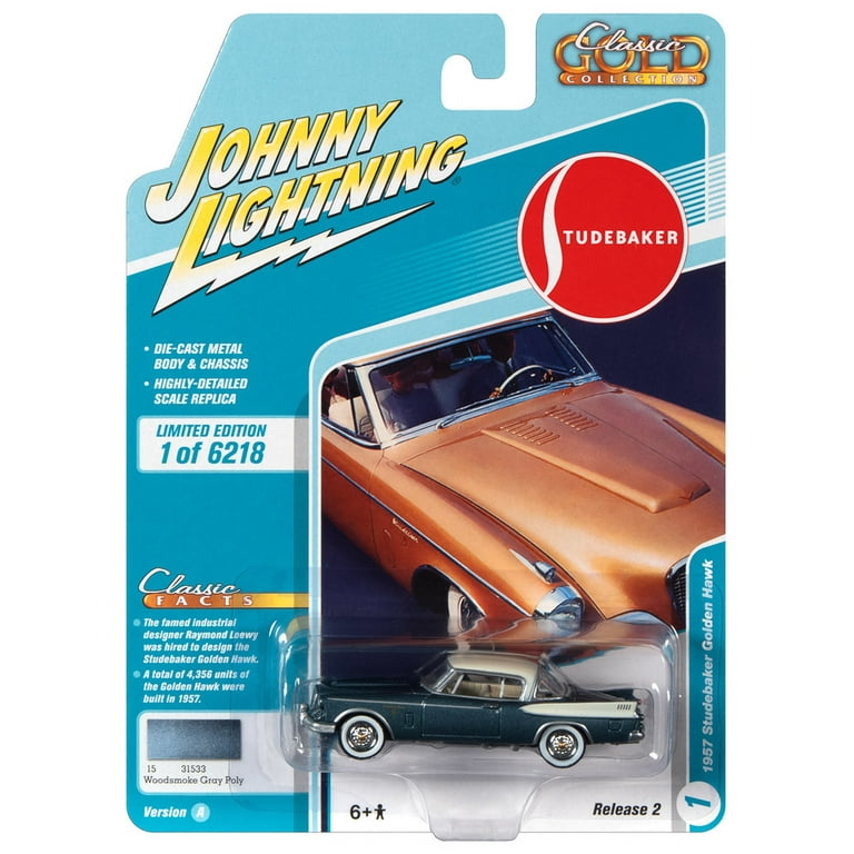 Johnny Lightning 1957 Studebaker Golden Hawk Gray Diecast