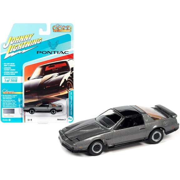 1984 Pontiac Firebird Trans Am T/A Silver Sand Gray Metallic with Black Top "Classic Gold Collection" Series Limited Edition to 7418 pieces Worldwide 1/64 Diecast Model Car by Johnny Lightn