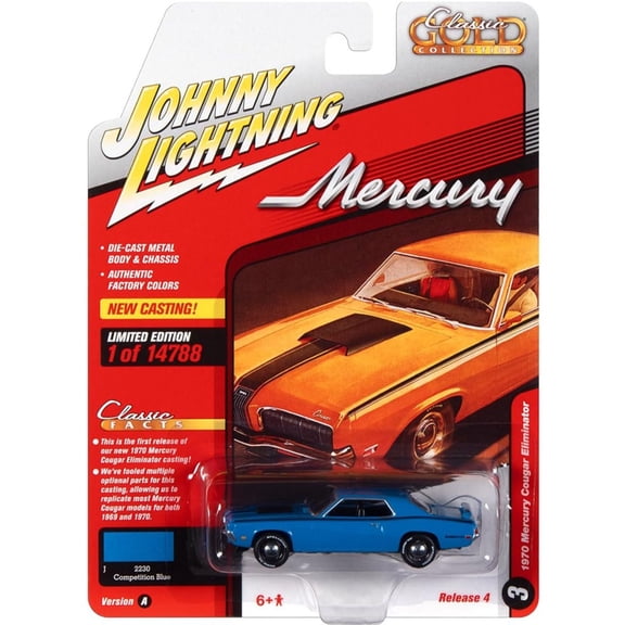 1970 MERCURY COUGAR ELIMINATOR (GRABBER BLUE) 1/64 Johnny Lightning JLSP186A