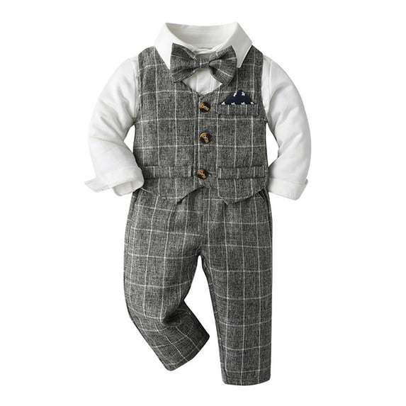 JLFKNG Baby Boys Clothes Sets Casual Plaid Printed Handsome Formal Baby Boys Outfits Sets Comfy Lovely Clothing