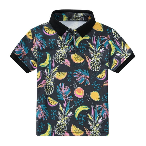 JLFKNG Boys Shirts Casual Hawaiian Style Floral Printed T-shirts Short Sleeve Turndown Collar Suitable For Dailywear, Party