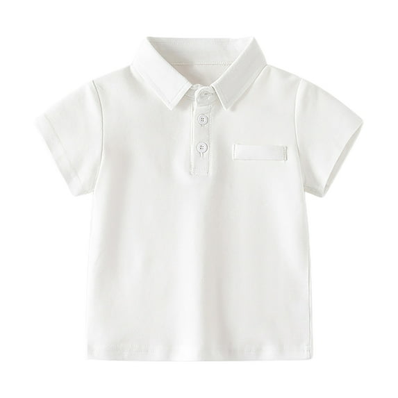 JLFKNG Boys Tee Shirt Tops Casual Solid Color Denim Shirt Short Sleeve Turndown Collar Comfy Kids Blouse Tops