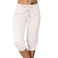 thumbnail image 1 of JLFKNG Capri Pants For Women Solid Color Loose Fit Patchwork Mid Waist Mid Calf Length Casual Jogger Pants Comfy Womens Clothing, 1 of 5