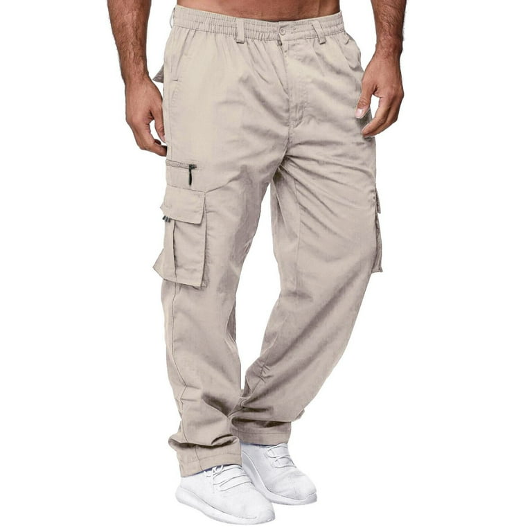 【KOOLOSET】Solid Cotton Banding Cargo Pants JLFKNG Cargo Pants For Men Simple Solid Color Cargo Pants