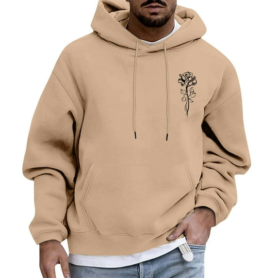 JLFKNG Casual Hoodies For Men Casual Letter Printed Hoodies Hip Hop Style Streetwear Long Sleeve Oversized Loose Fit Hooded Sweatshirt With Pocket Comfy Mens Clothing
