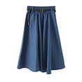 thumbnail image 1 of JLFKNG Denim Skirts For Women Oversized Vintage Pleated Denim Skirt For Women High Waist Knee Length Breathable Loose Fit A Line Skirt Comfy Womens Clothes, 1 of 7