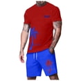 thumbnail image 1 of JLFKNG Fashion Men's 2Pcs Outfits Summer Short Sleeve T Shirts And Shorts Breathable Casual Coconut Tree Sunset Printed Hawaiian Style Suitable For Vacation, 1 of 5