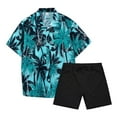 thumbnail image 1 of JLFKNG Fashion Men's 2Pcs Outfits Summer Short Sleeve T Shirts And Shorts Breathable Casual Floral Printed Hawaiian Style Comfy Summer Clothes, 1 of 9