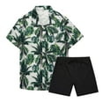 thumbnail image 1 of JLFKNG Fashion Men's 2Pcs Outfits Summer Short Sleeve T Shirts And Shorts Breathable Casual Floral Printed Hawaiian Style Lounge Summer Sets, 1 of 9