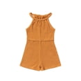 thumbnail image 1 of JLFKNG Girls Summer Romper Simple Solid Color Ribbed Jumpsuit Breathable Loose Fit Sleeveless Crew Neck Overalls Comfy Babys Clothes, 1 of 6
