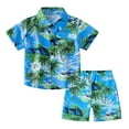 thumbnail image 1 of JLFKNG Kids Toddler Baby Boys Outfits Cute Sweet Hawaiian Style Printed Shirt Tops Short Sleeve Shorts With Elastic Waist Design Breathable Loose Fit 2Pcs Outfits Sets Leisure Clothing, 1 of 5