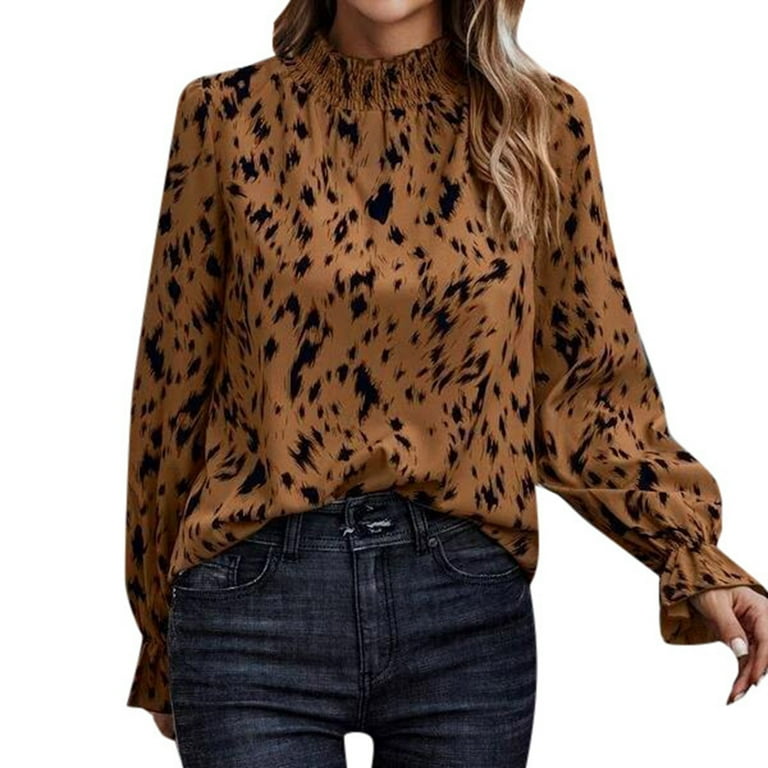 Casual Animal Slit Printing Turtleneck Tops(4 Colors) Casual Animal Slit Printing Turtleneck Tops(4 Colors)