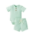 thumbnail image 1 of JLFKNG Little Boys Outfits Short Sleeve Simple Solid Color Tops Shorts Breathable Loose Fit Crew Neck 2Pc Outfits Clothes Sets Comfy Dailywear, 1 of 6