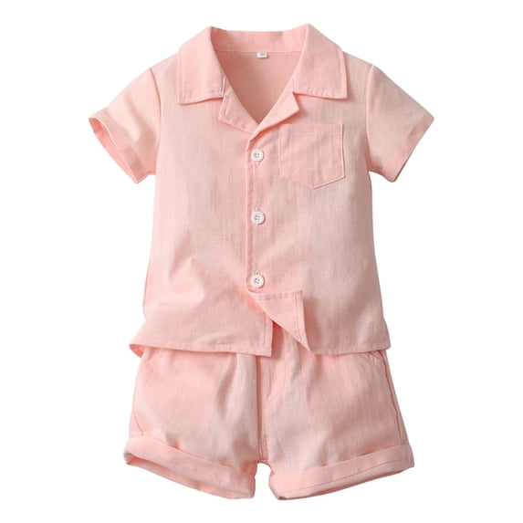 JLFKNG Little Boys Outfits Short Sleeve Simple Solid Color Tops Shorts Breathable Loose Fit Crew Neck 2Pc Outfits Clothes Sets Leisure Clothing