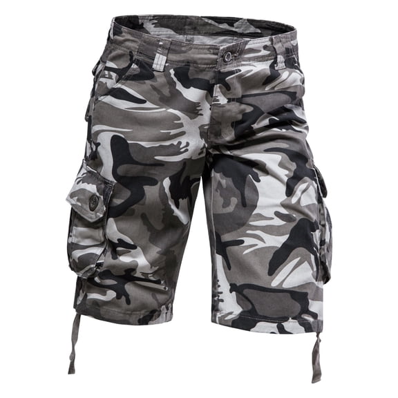 JLFKNG Male Summer Overalls Camouflage Casual Sports Pocket Button Large Size Washed Shorts Leisure Shorts For Men