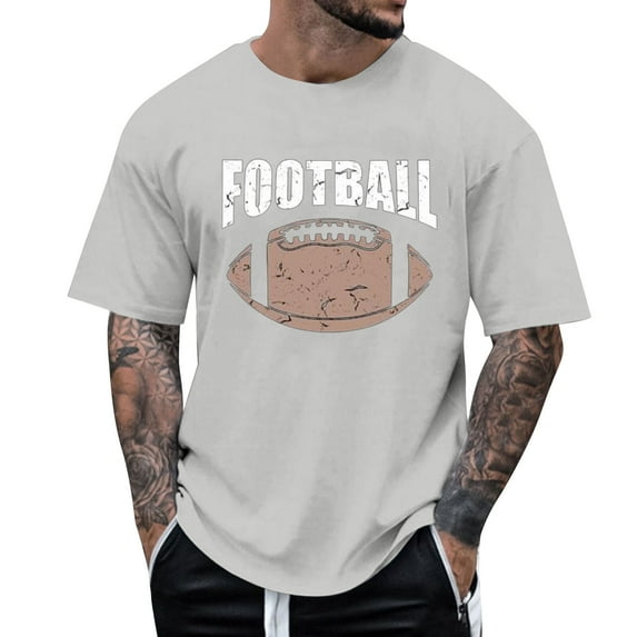 JLFKNG Males Summer Tee Shirt Tops Casual Football Printed Crew Neck Short Sleeve T Shirt Breathable Loose Fit Lounge Clothing Fot Men