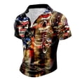thumbnail image 1 of JLFKNG Males Summer Tee Shirt Tops Summer Lapel Zipper Independence Day Style Printed Shirt For Men Flag Print Retro Short Sleeve Suit For Sports, Dailywear, Shopping And Other Occasions, 1 of 4