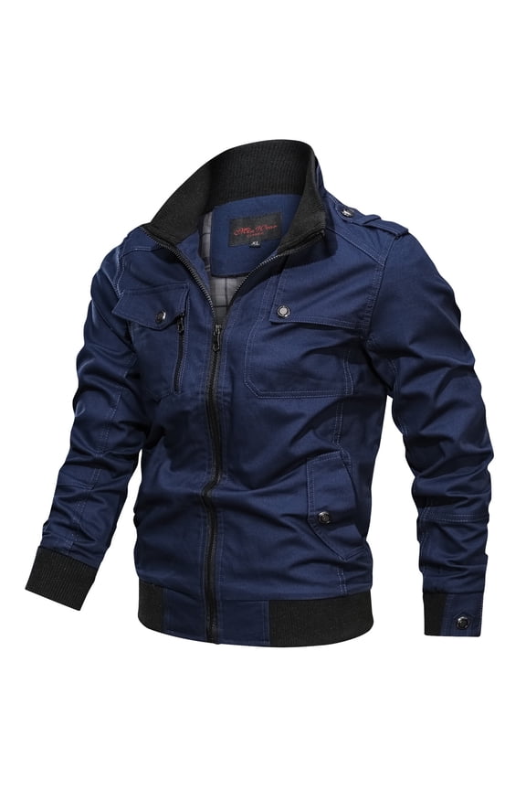 JLFKNG Men's Bomber Jackets Retro Oversized Lapel Long Sleeve Cargo Jackets Fashion Solid Color Warm Loose Fit Jacket With Pocket Zipper Up Comfy Mens Clothing
