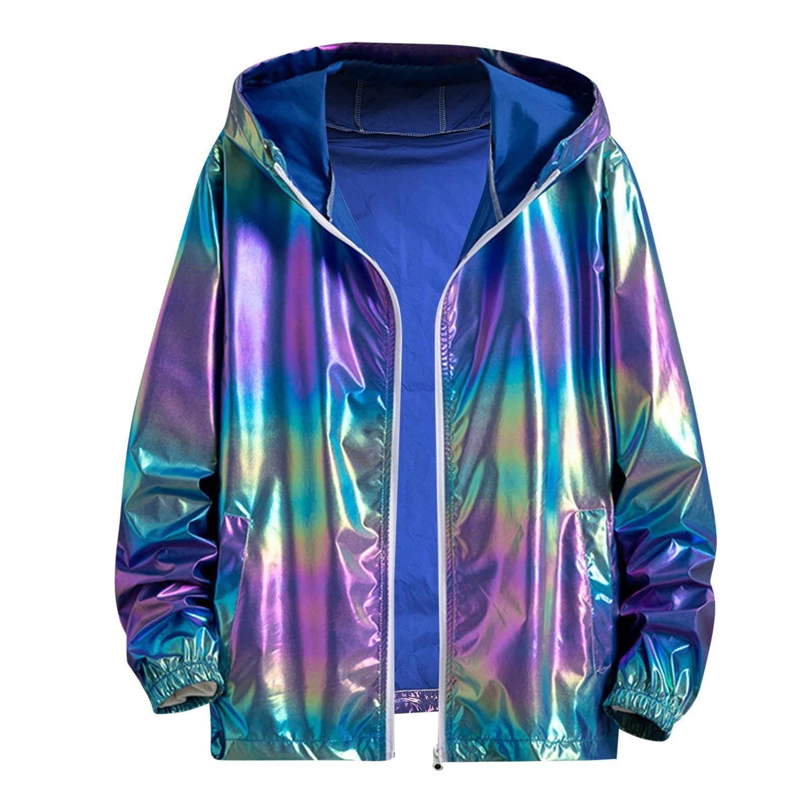 JLFKNG Men's Casual Shirt Jacket Fashion Colorful Gradient Color Jacket ...